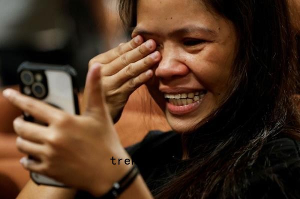 Philippine drug co<em></em>nvict and former death row inmate Mary Jane Veloso reacts during a video call at the Soekarno-Hatta Airport in Tangerang, near Jakarta, Indonesia, on December 17, 2024. — Reuters pic