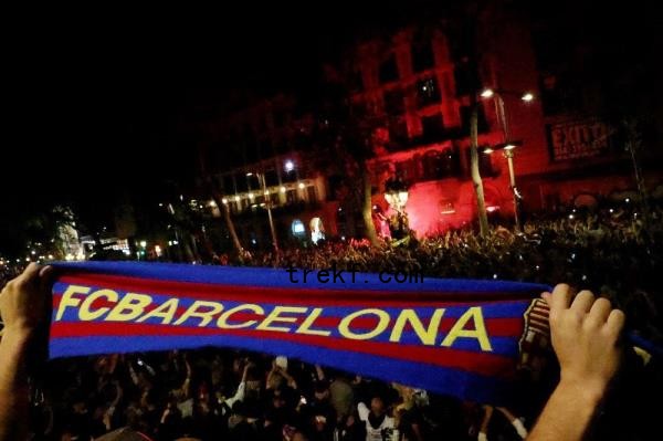 Barcelona FC fans celebrate in La Rambla after winning the LaLiga, in Barcelona May 15, 2023. — Reuters pic