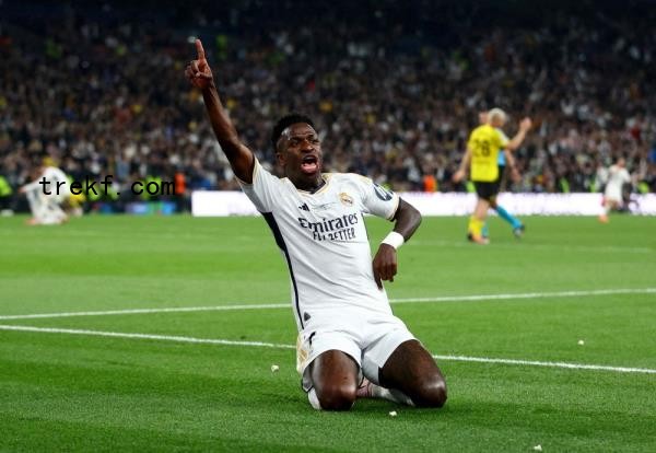 Real Madrid<em></em>'s Vinicius Junior celebrates scoring at Wembley Stadium in London, UK, on June 1, 2024. — Reuters pic