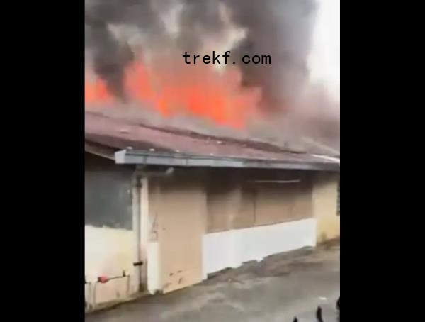 Seven terrace house units in Ladang Hong Seng, here, were destroyed in a fire yesterday afternoon, leaving 21 of its residents with o<em></em>nly the clothes on their backs. — Picture courtesy of the Fire and Rescue Department