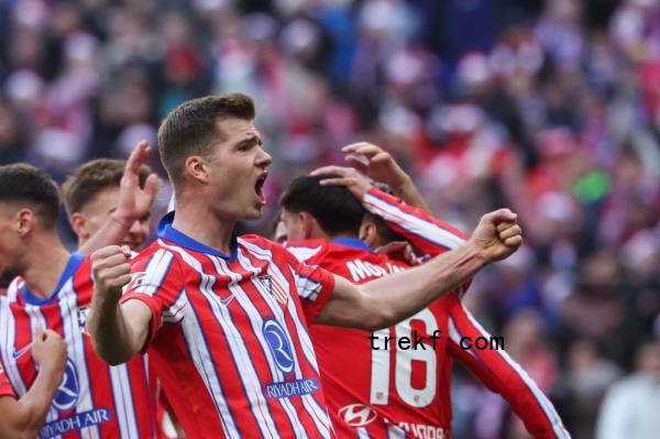 Atletico Madrid<em></em>'s forward Alexander Sorloth celebrates after scoring their first goal during the Spanish league football match between Club Atletico de Madrid and Getafe CF at the Metropolitano stadium in Madrid on December 15, 2024. — AFP pic