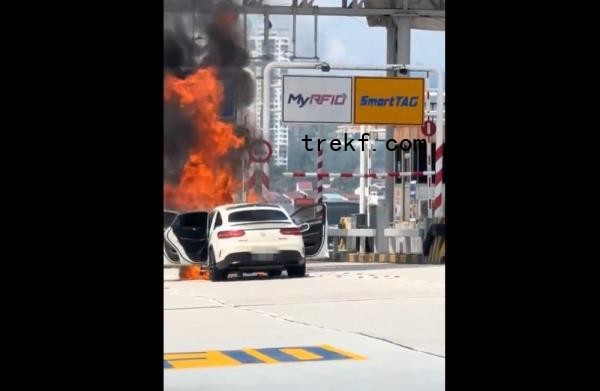 A driver escaped unharmed after the Mercedes Benz 450 being driven caught fire at Kilometer 18 of the Setiawangsa-Pantai Expressway (SPE) near the Wangsa Maju Toll Plaza yesterday.